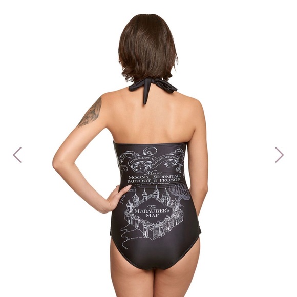 Hot Topic Harry Potter Swimsuit Black and White Size Med Midnight Marauder’s - Picture 12 of 12